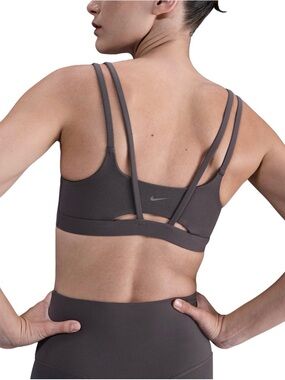 Nike Women's XL Zenvy Strappy Light-Support Sports Bra Thunder Gray